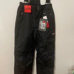 WEATHERPROOF 32 Degrees Sledding Boy Ski Pant Zip-Off Suspender Black